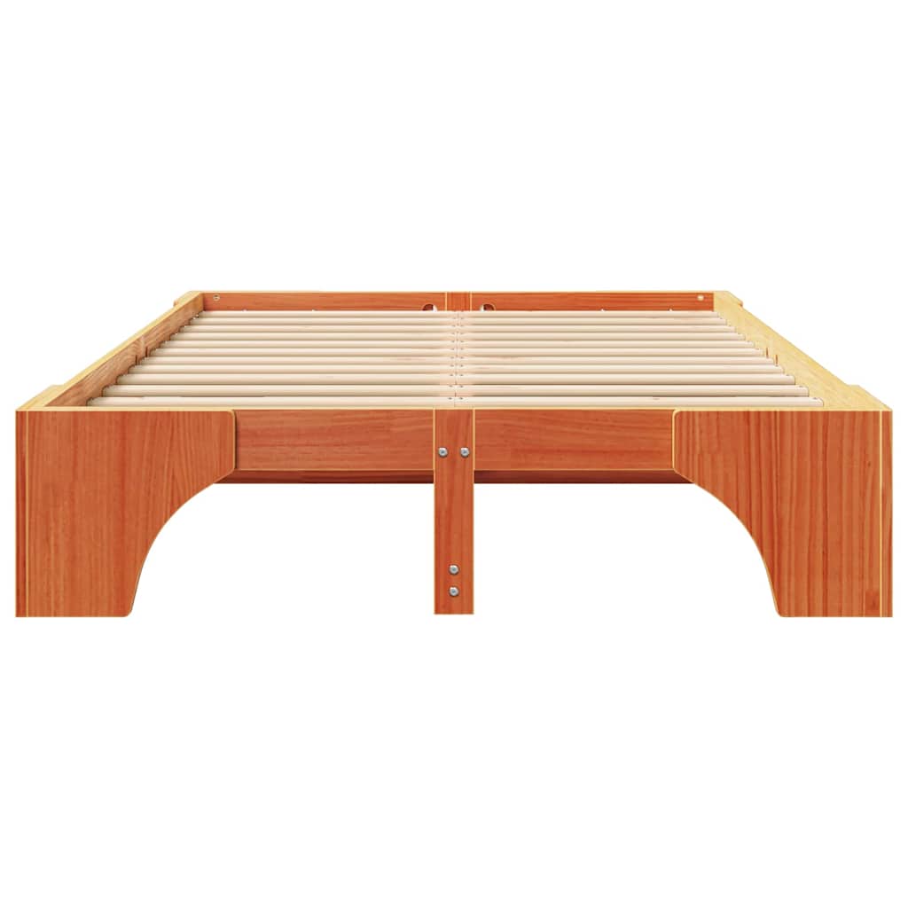 Bettgestell Wachsbraun 135 x 190 cm Massivholz Kiefer