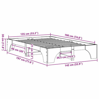 Bettgestell Wachsbraun 135 x 190 cm Massivholz Kiefer