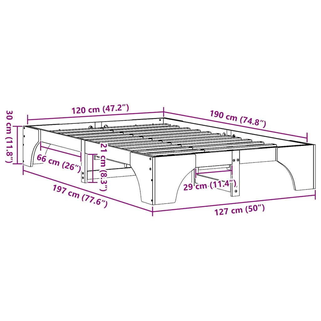 Bettgestell Wachsbraun 120 x 190 cm Massivholz Kiefer