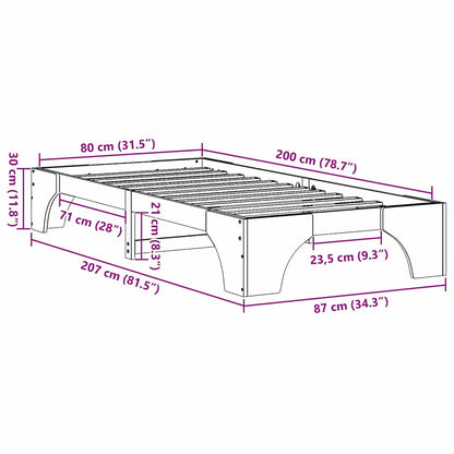 Bettgestell Massives Kiefernholz 80 x 200 cm Massivholz Kiefer