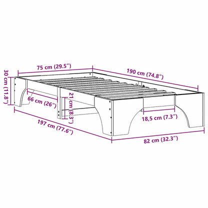 Bettgestell Massives Kiefernholz 75 x 190 cm Massivholz Kiefer