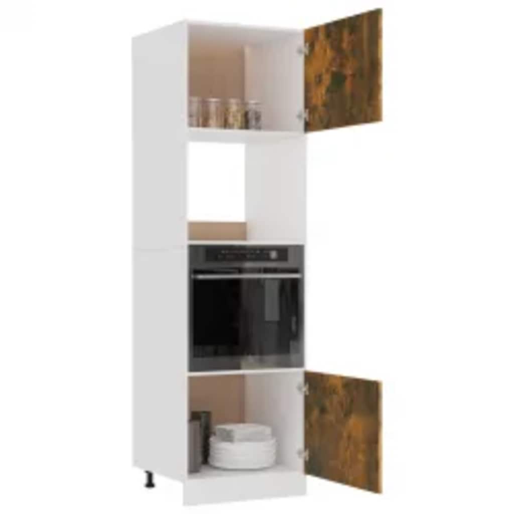 Mikroovnsskab Røget Eg 60x57x207 cm Træ Materiale