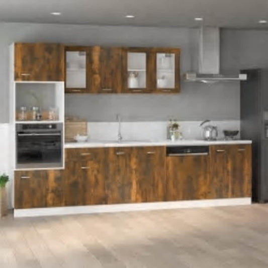Mikroovnsskab Røget Eg 60x57x207 cm Træ Materiale