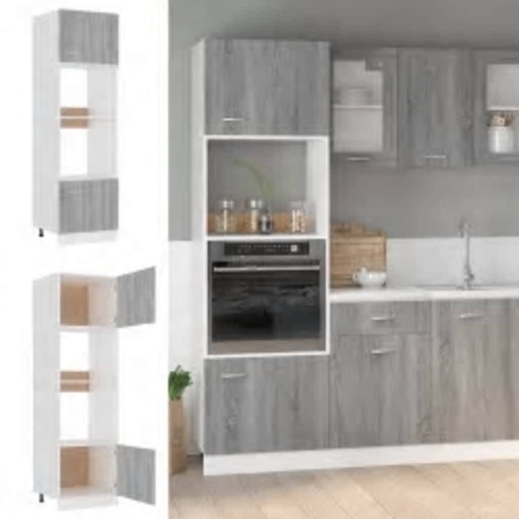 Mikrowellenumbauschrank Lyon Grau Sonoma 60x57x207 cm Holzwerkstoff