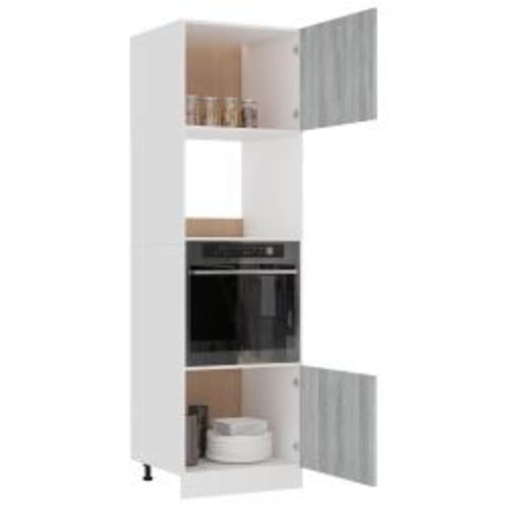 Mikrowellenumbauschrank Lyon Grau Sonoma 60x57x207 cm Holzwerkstoff