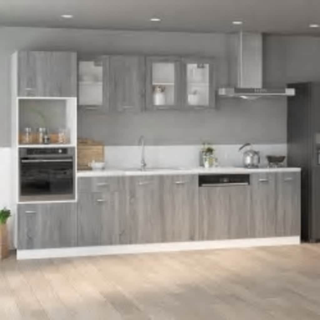 Mikrowellenumbauschrank Lyon Grau Sonoma 60x57x207 cm Holzwerkstoff