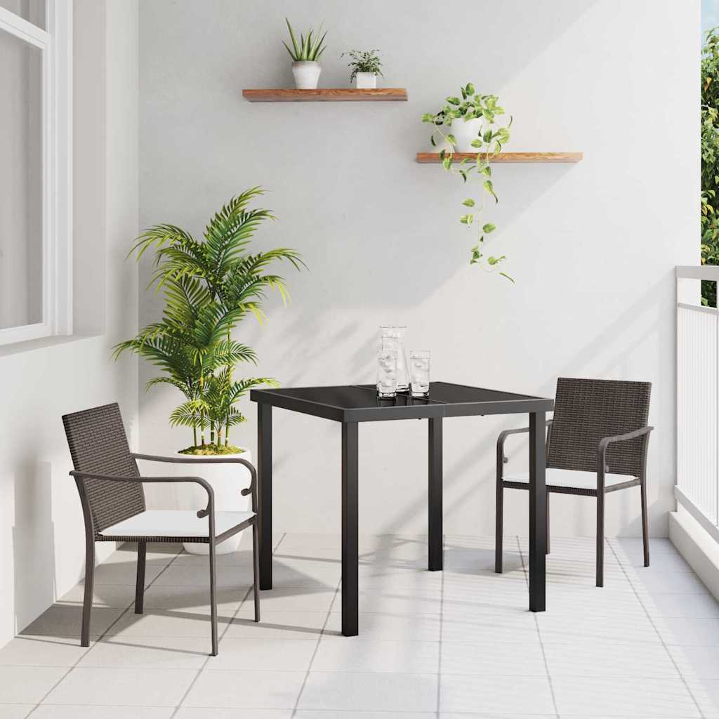 Garten Essgruppe 3 pcs Braun Poly Rattan