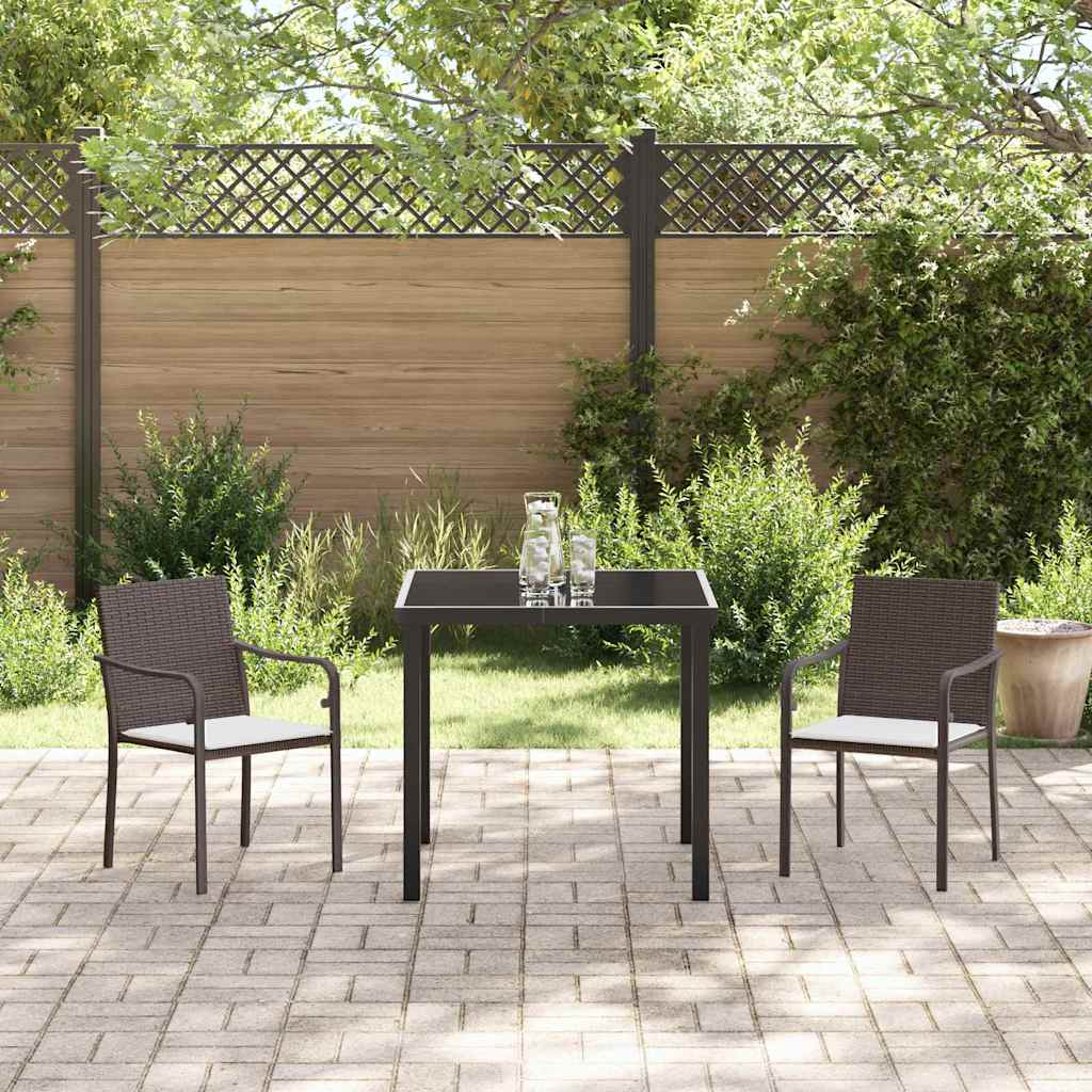 Garten Essgruppe 3 pcs Braun Poly Rattan