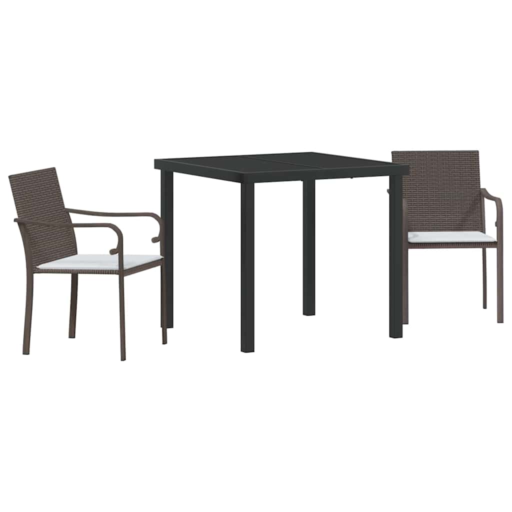 Garten Essgruppe 3 pcs Braun Poly Rattan
