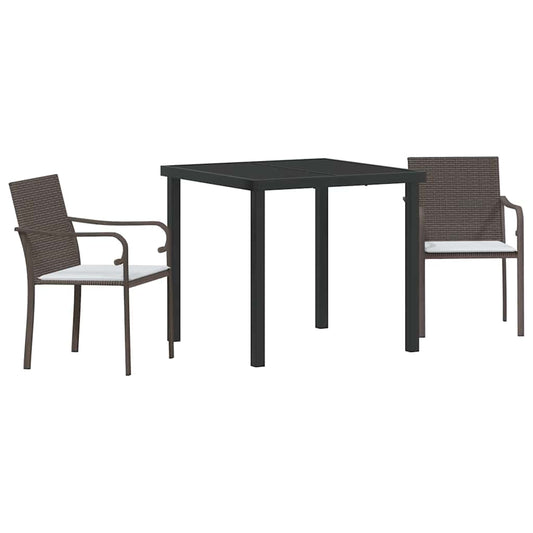 Garten Essgruppe 3 pcs Braun Poly Rattan