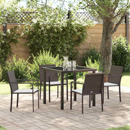 Garten Essgruppe 5 pcs Braun Poly Rattan