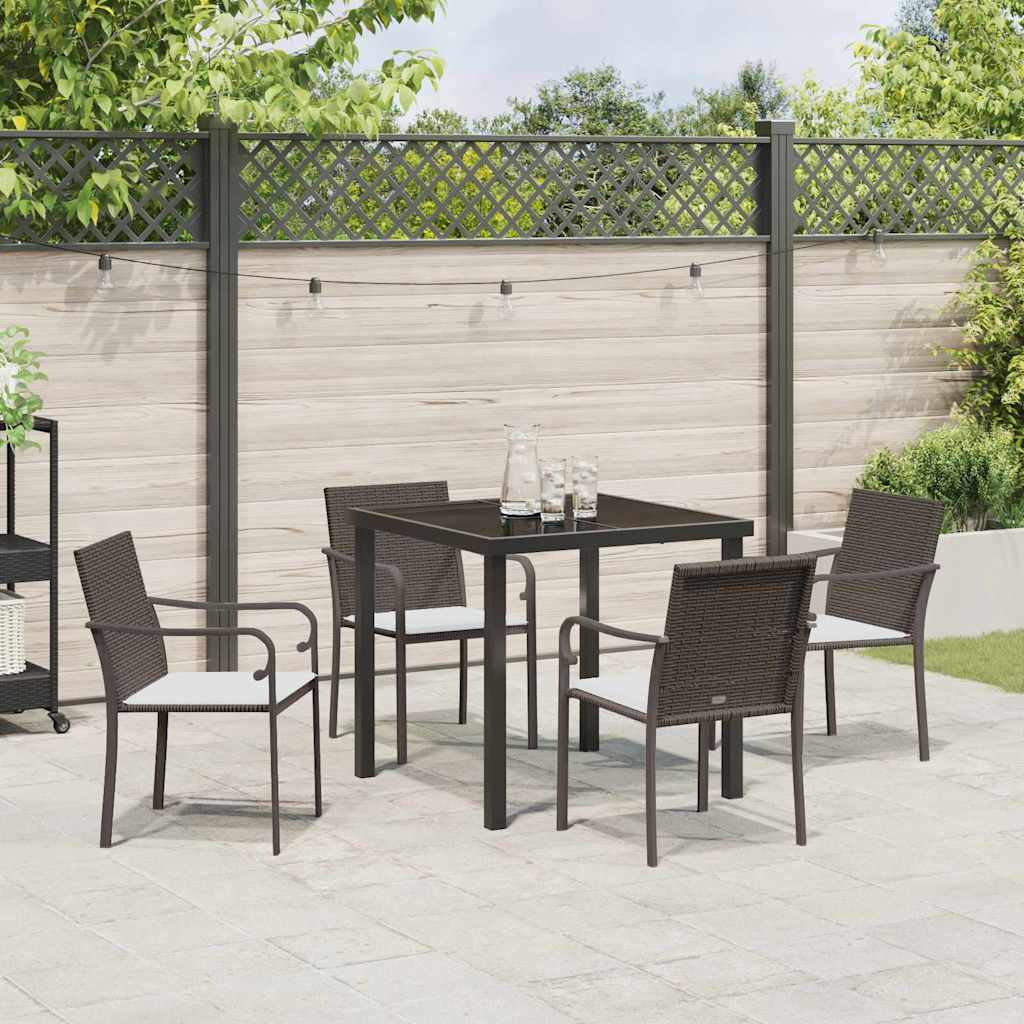 Garten Essgruppe 5 pcs Braun Poly Rattan