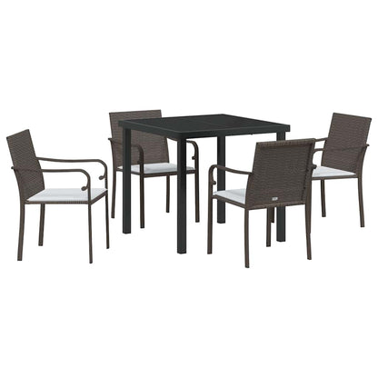 Garten Essgruppe 5 pcs Braun Poly Rattan