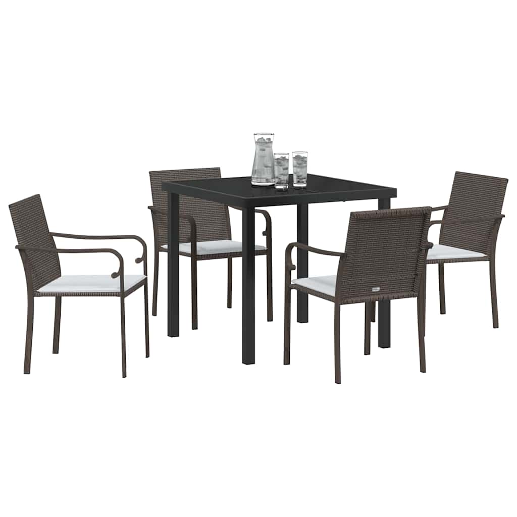 Garten Essgruppe 5 pcs Braun Poly Rattan