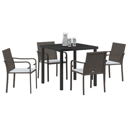 Garten Essgruppe 5 pcs Braun Poly Rattan
