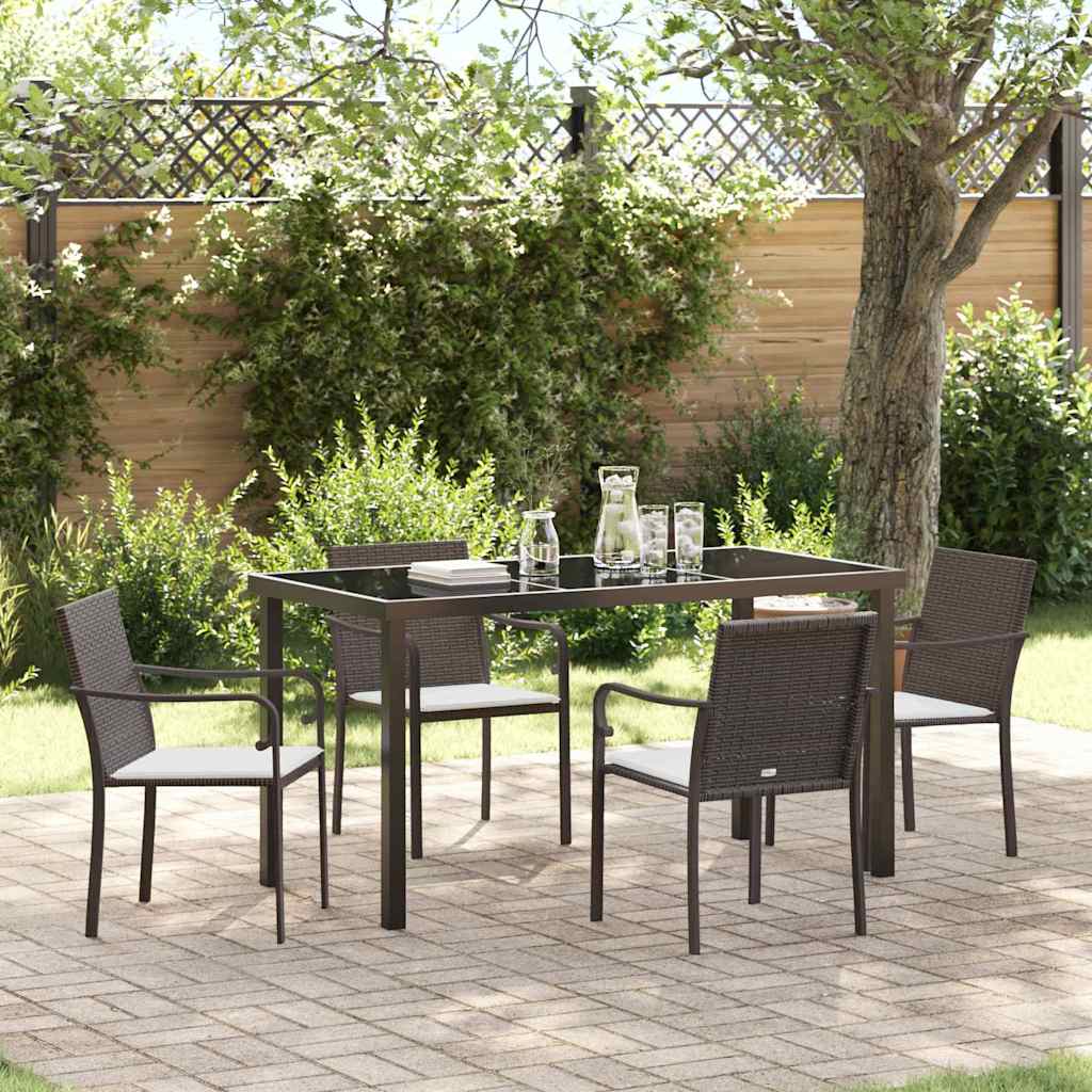 Garten Essgruppe 5 pcs Braun Poly Rattan