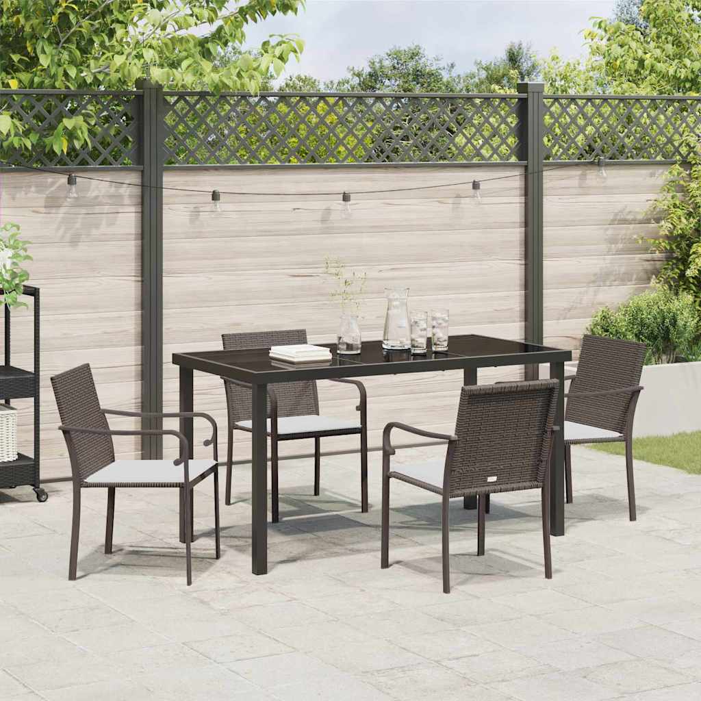 Garten Essgruppe 5 pcs Braun Poly Rattan