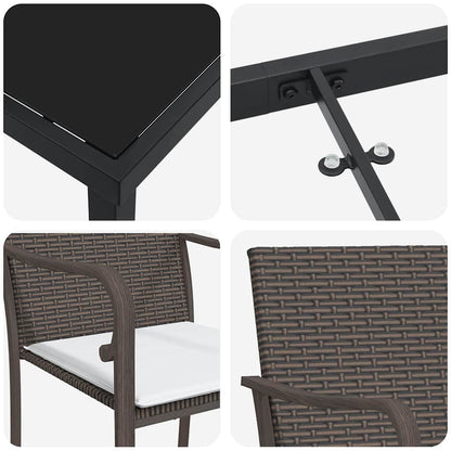 Garten Essgruppe 5 pcs Braun Poly Rattan