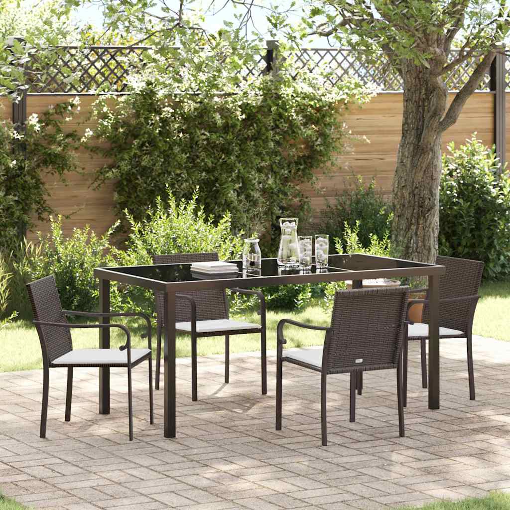 Garten Essgruppe 5 pcs Braun Poly Rattan
