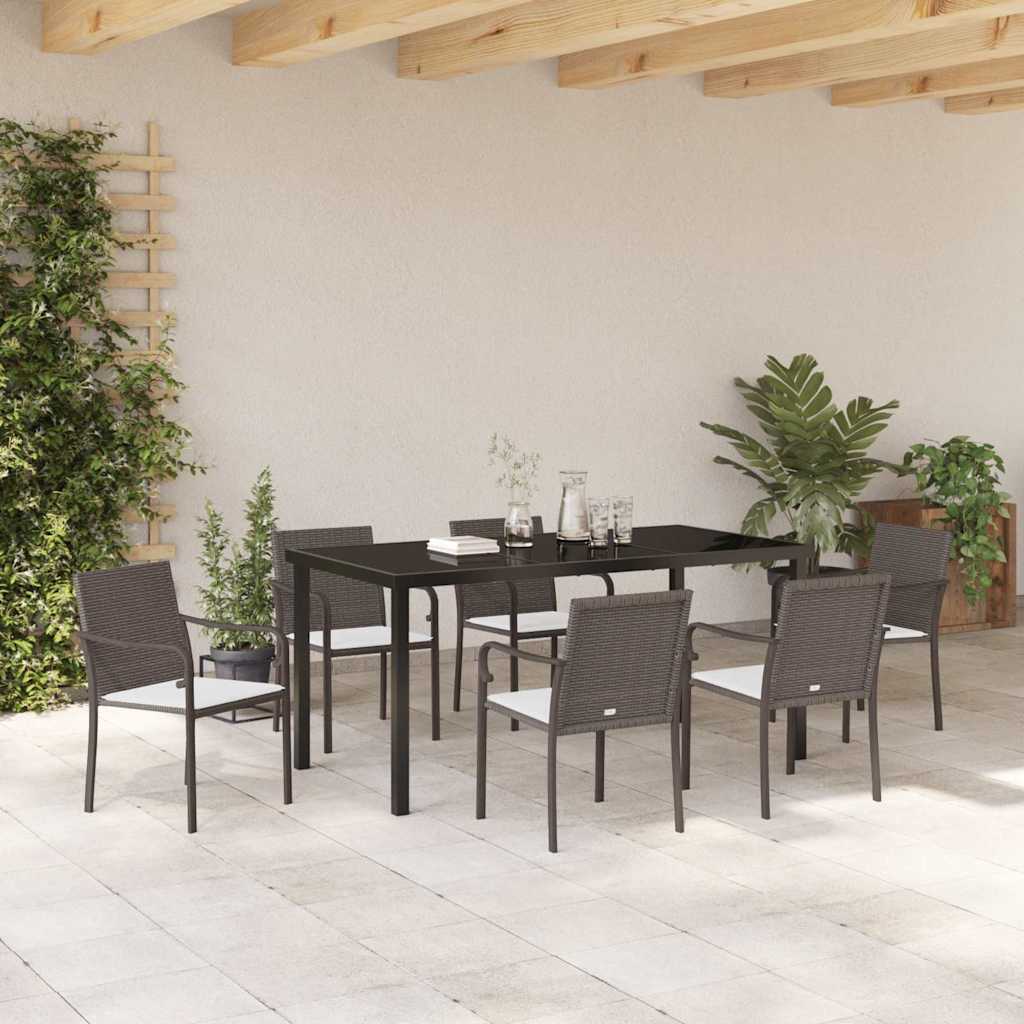 Garten Essgruppe 7 pcs Braun Poly Rattan