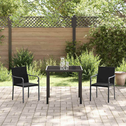 Garten Essgruppe 3 pcs Schwarz Poly Rattan