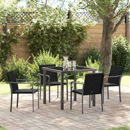 Garten Essgruppe 5 pcs Schwarz Poly Rattan