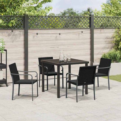Garten Essgruppe 5 pcs Schwarz Poly Rattan