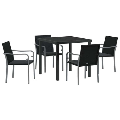 Garten Essgruppe 5 pcs Schwarz Poly Rattan