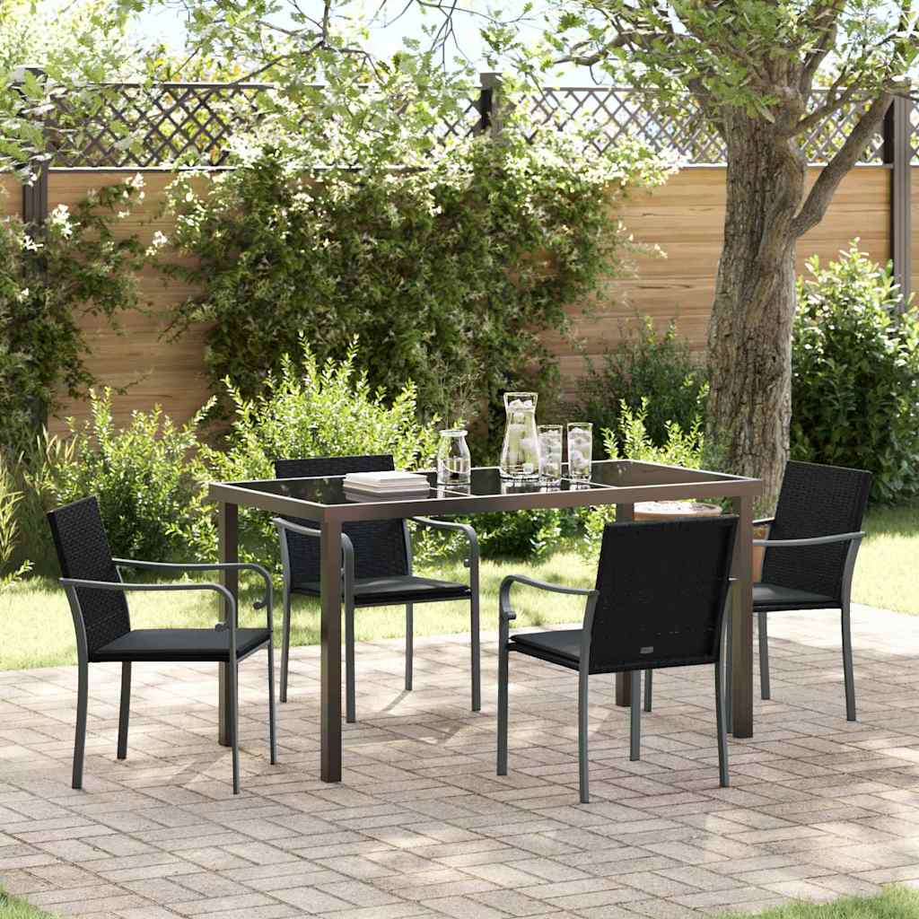 Garten Essgruppe 5 pcs Schwarz Poly Rattan