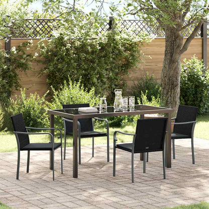 Garten Essgruppe 5 pcs Schwarz Poly Rattan