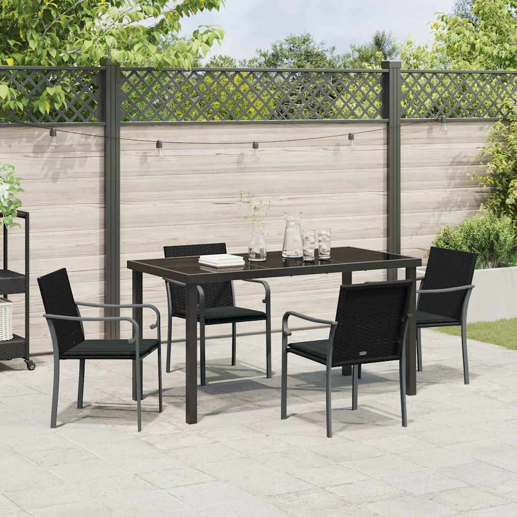 Garten Essgruppe 5 pcs Schwarz Poly Rattan