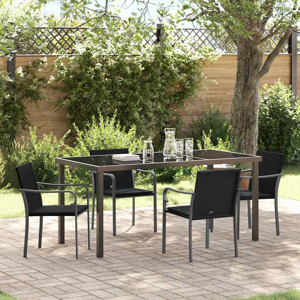 Garten Essgruppe 5 pcs Schwarz Poly Rattan