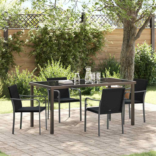 Garten Essgruppe 5 pcs Schwarz Poly Rattan
