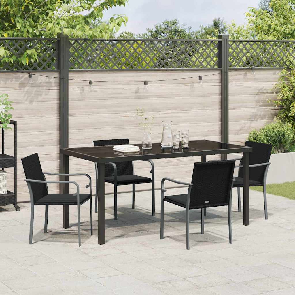 Garten Essgruppe 5 pcs Schwarz Poly Rattan