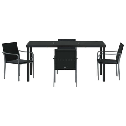 Garten Essgruppe 5 pcs Schwarz Poly Rattan