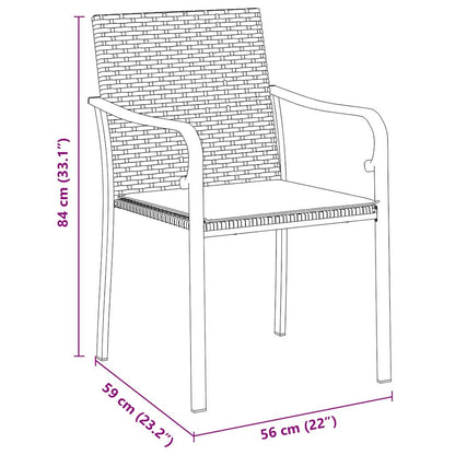 Garten Essgruppe 7 pcs Schwarz Poly Rattan