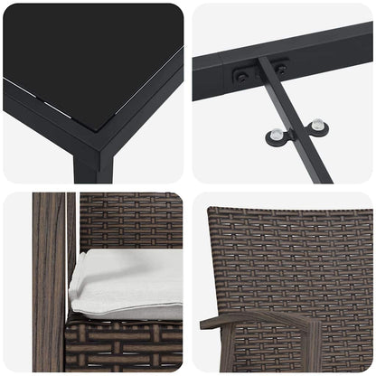 Garten Essgruppe 3 pcs Braun Poly Rattan