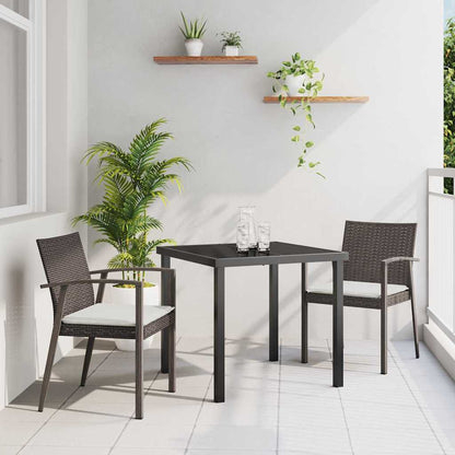 Garten Essgruppe 3 pcs Braun Poly Rattan