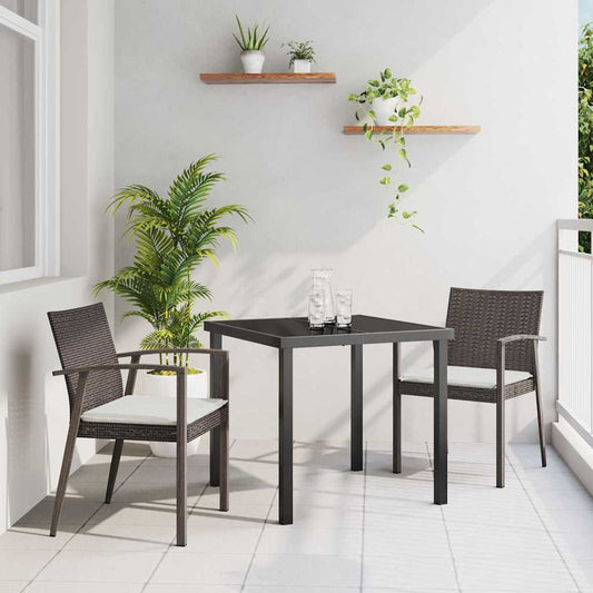 Garten Essgruppe 3 pcs Braun Poly Rattan