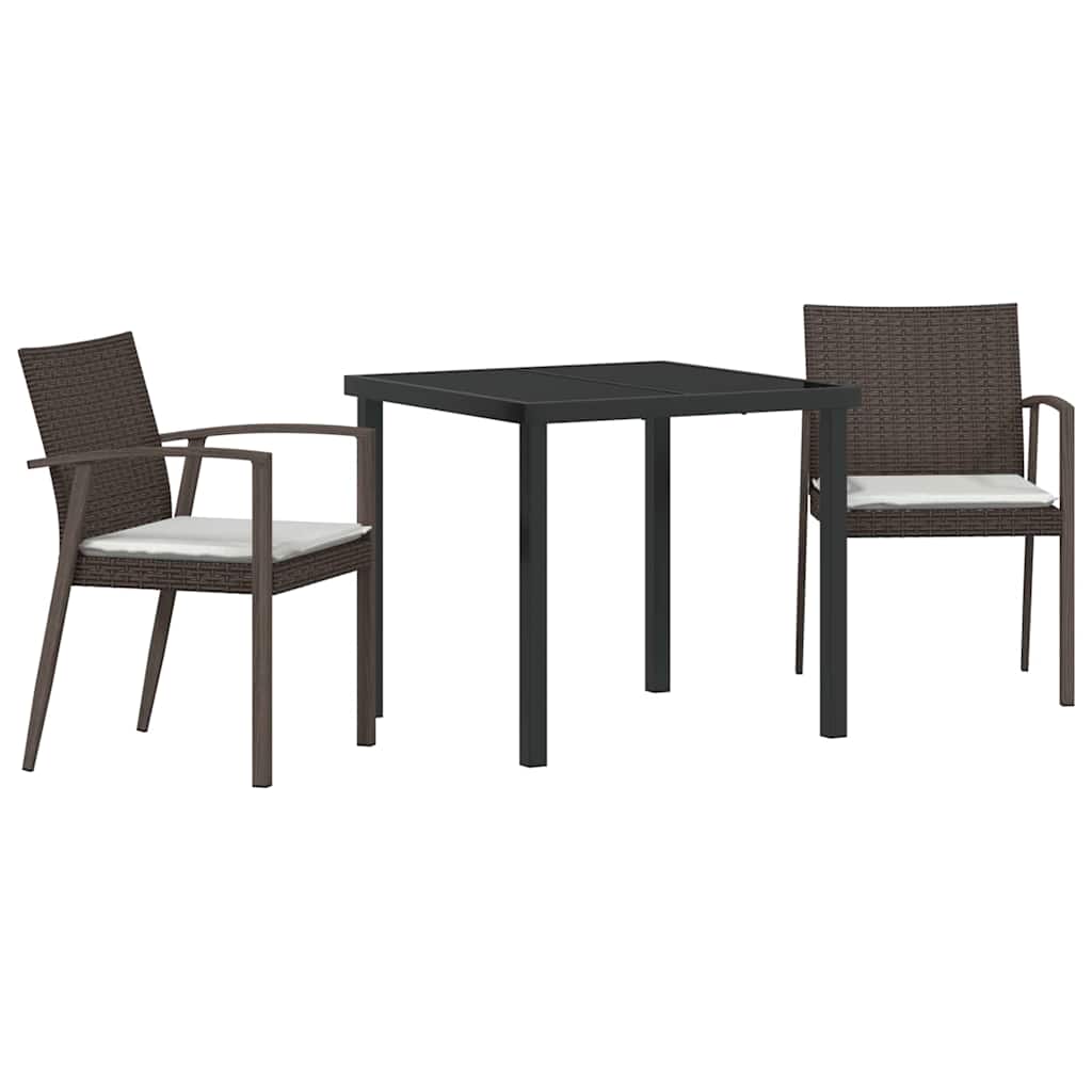 Garten Essgruppe 3 pcs Braun Poly Rattan