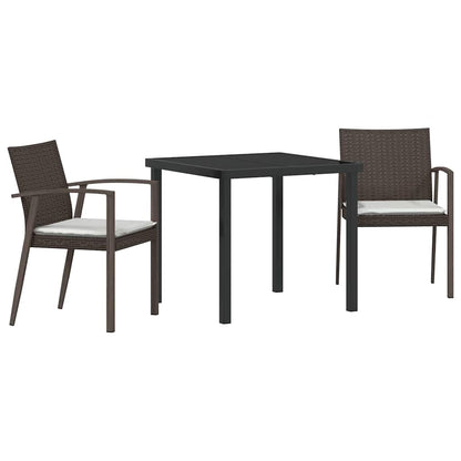 Garten Essgruppe 3 pcs Braun Poly Rattan