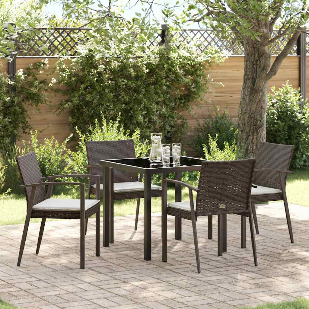 Garten Essgruppe 5 pcs Braun Poly Rattan