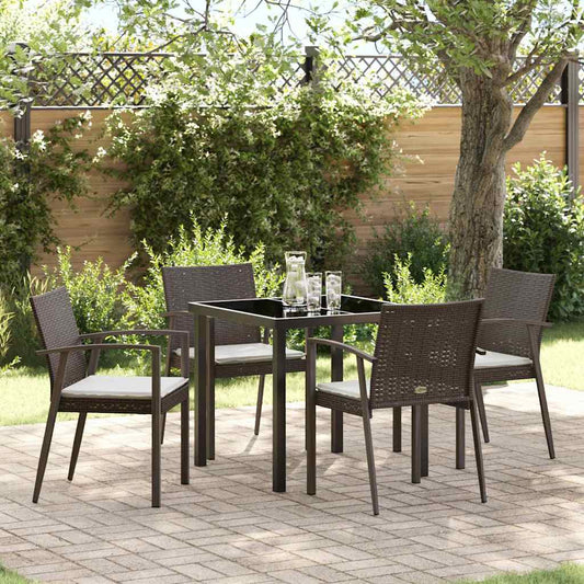 Garten Essgruppe 5 pcs Braun Poly Rattan