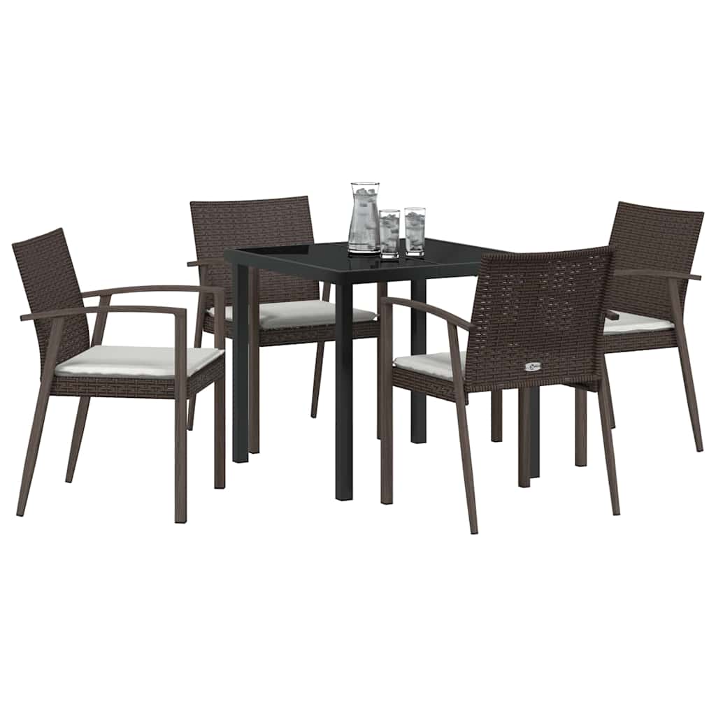 Garten Essgruppe 5 pcs Braun Poly Rattan