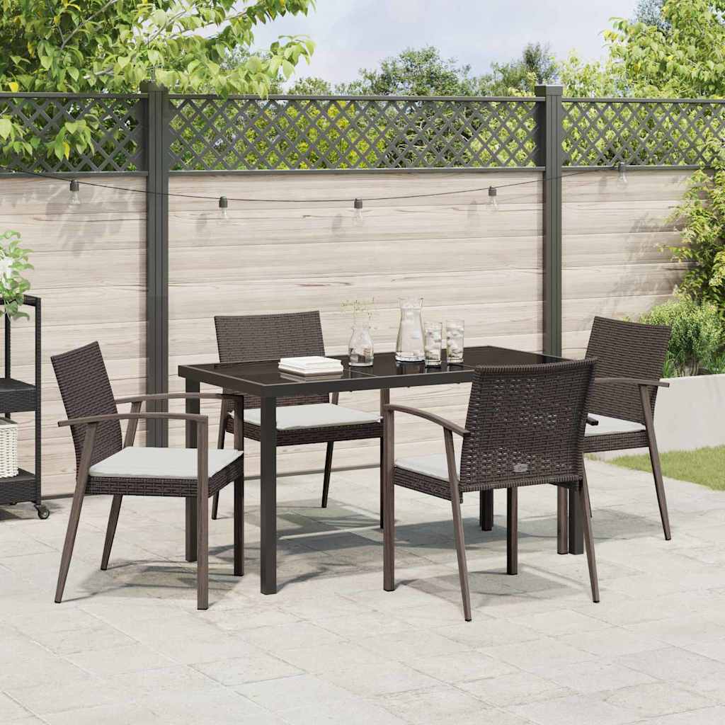 Garten Essgruppe 5 pcs Braun Poly Rattan