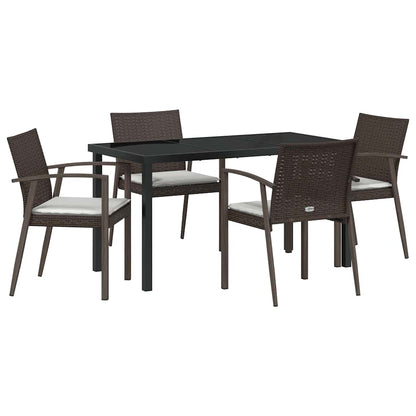 Garten Essgruppe 5 pcs Braun Poly Rattan