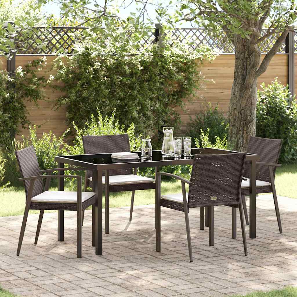 Garten Essgruppe 5 pcs Braun Poly Rattan