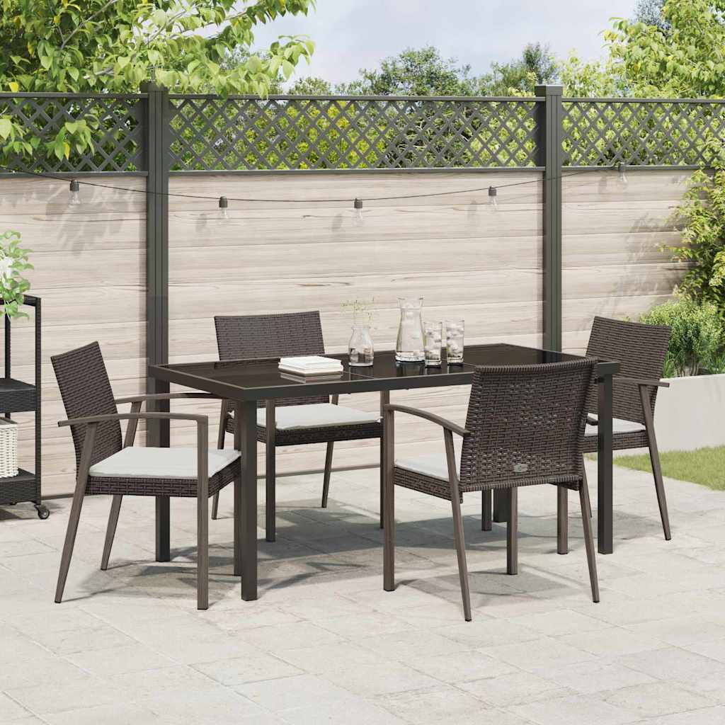 Garten Essgruppe 5 pcs Braun Poly Rattan