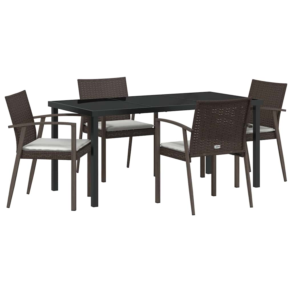 Garten Essgruppe 5 pcs Braun Poly Rattan