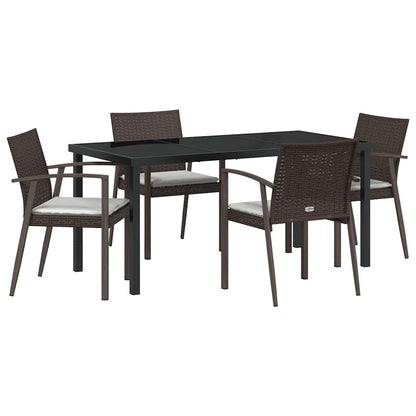 Garten Essgruppe 5 pcs Braun Poly Rattan